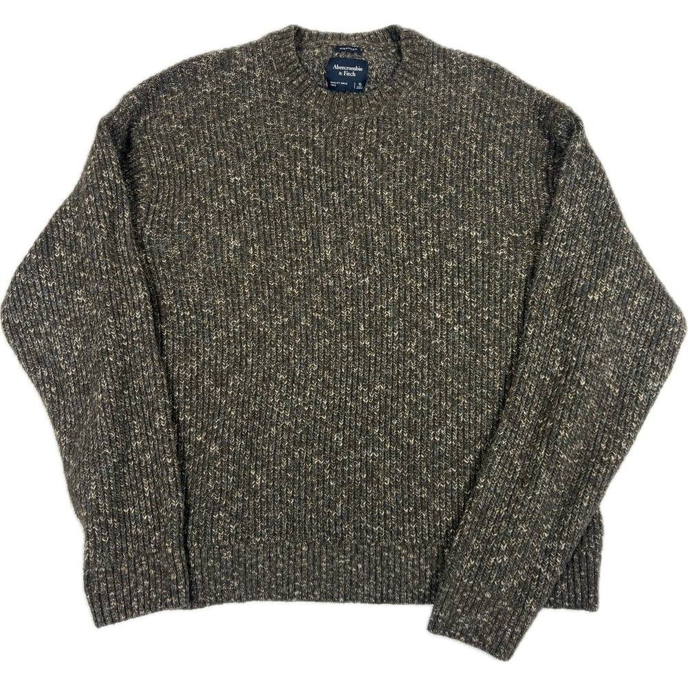Abercrombie & Fitch Men's Brown Speckled Knit Sweater Size XL Oversized 90s Cozy